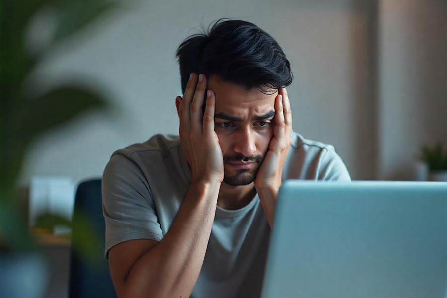 Young man having a headache